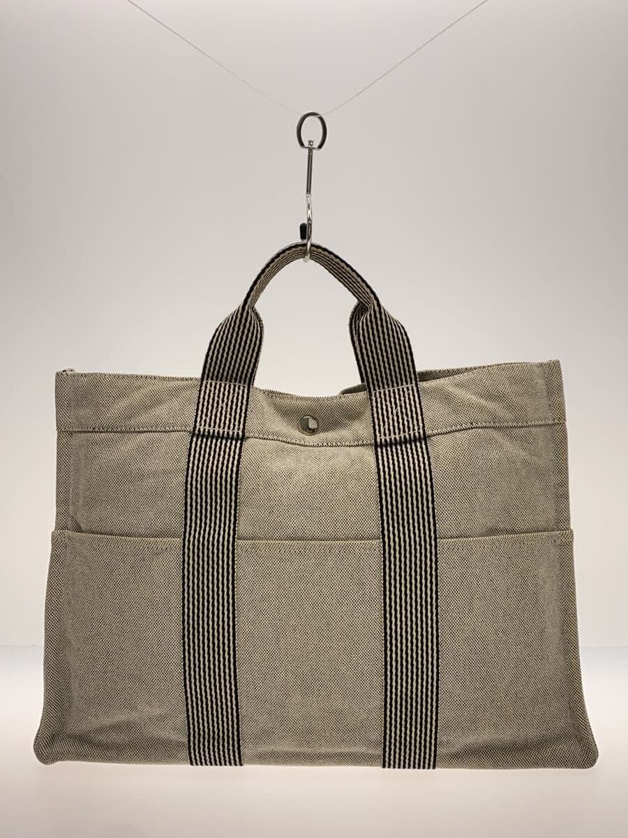HERMES tote bag canvas GRY plain overall stains present condition considered 3