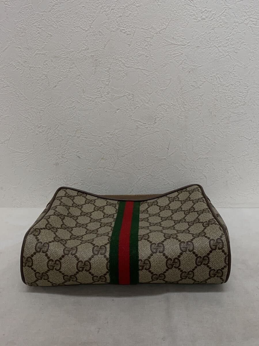 GUCCI Pouch Leather Beige All-over pattern Sherry Line Clutch Bag Condition 4