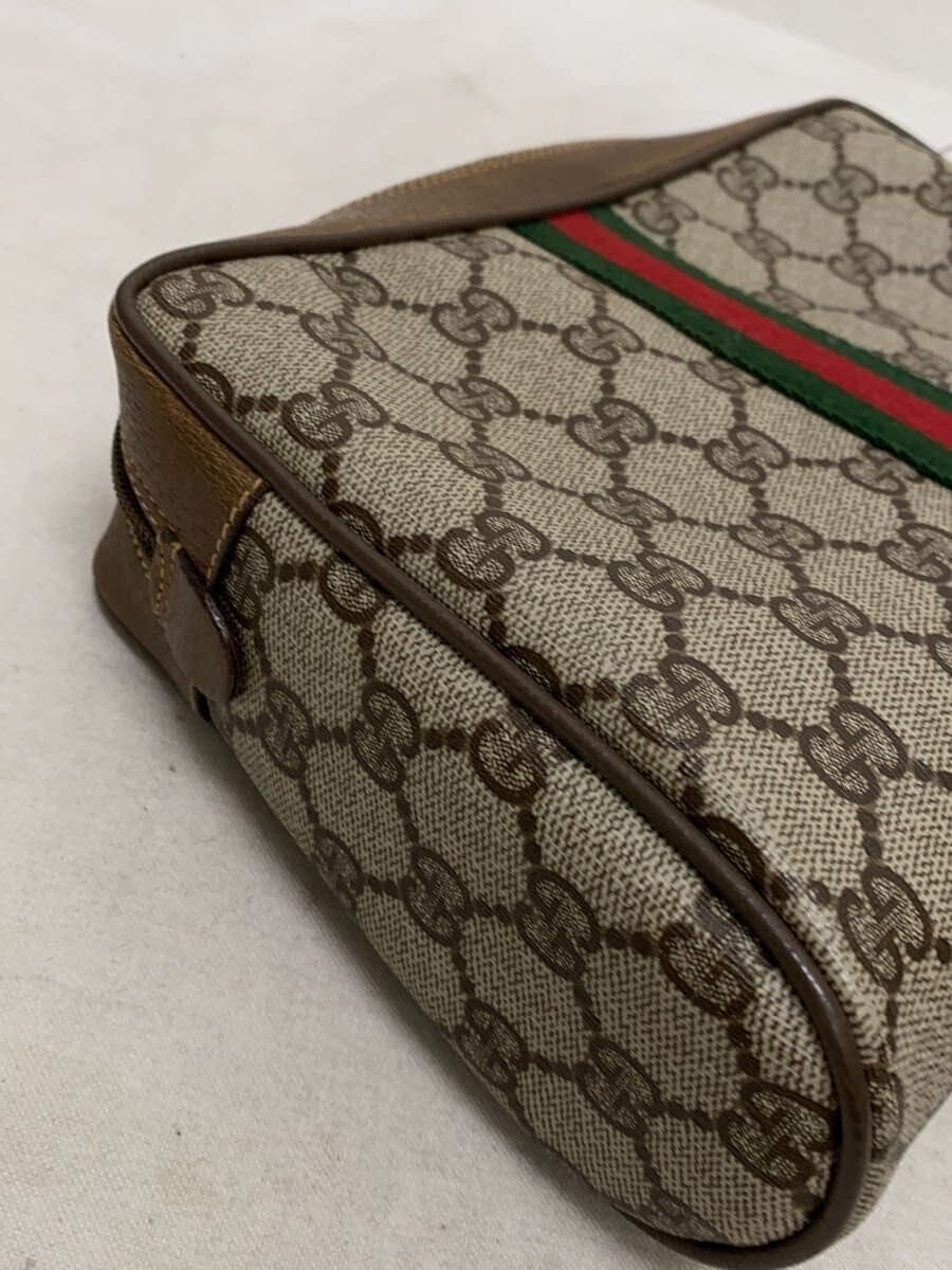GUCCI Pouch Leather Beige All-over pattern Sherry Line Clutch Bag Condition 9