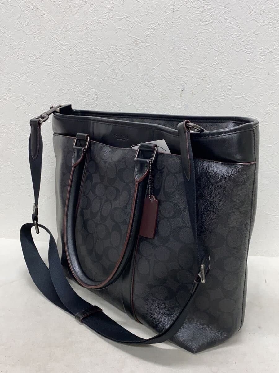 COACH tote bag leather black all-over pattern 2