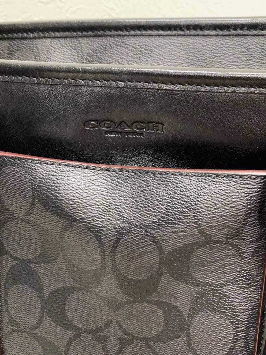 COACH tote bag leather black all-over pattern 5