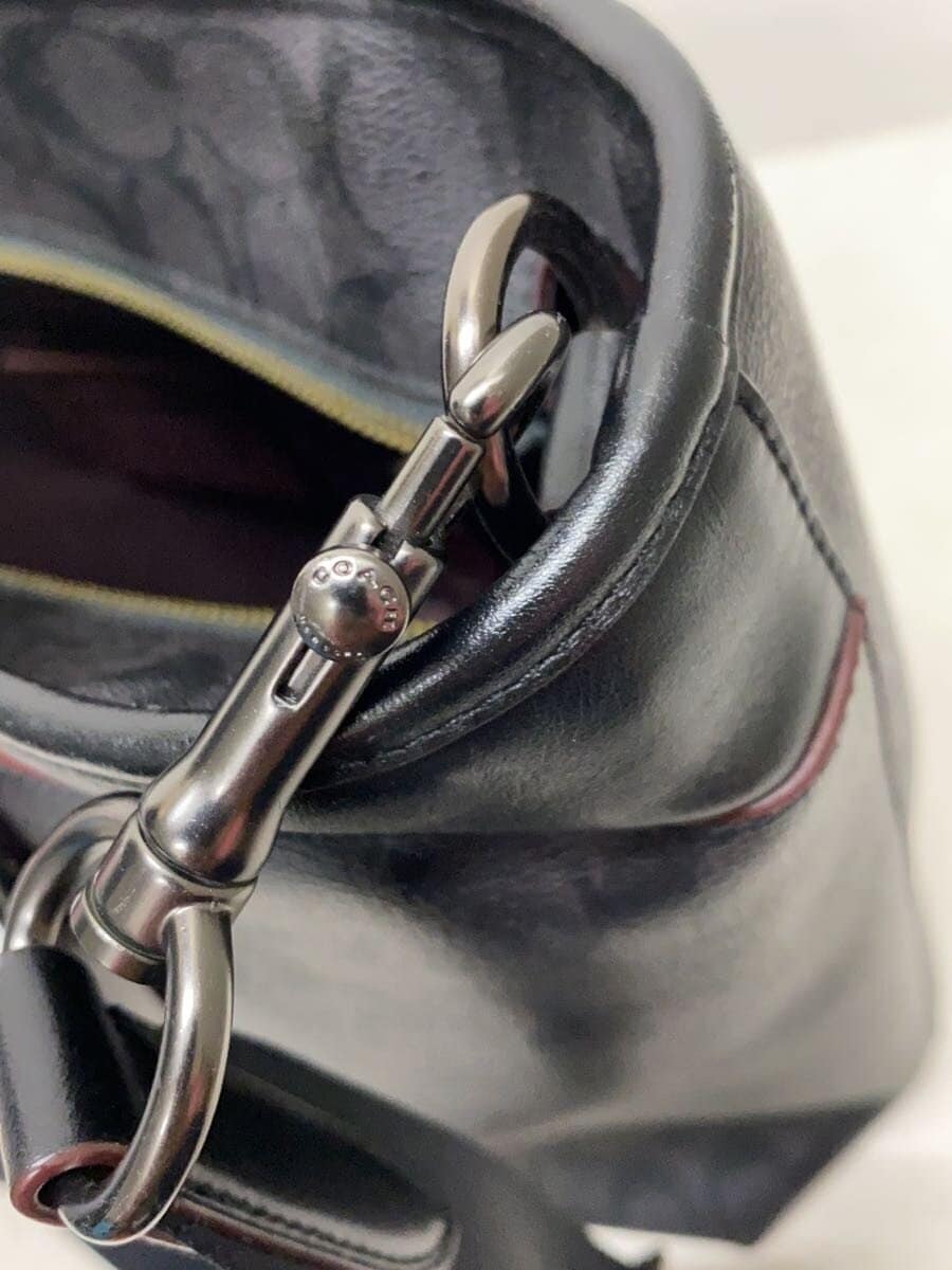 COACH tote bag leather black all-over pattern 8