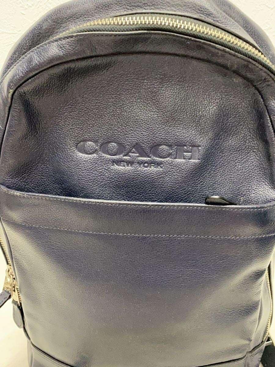COACH Backpack Leather NVY Plain 6