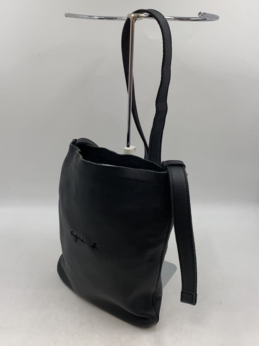 agnes b. Shoulder Bag Cowhide BLK PAH02Z-03 2