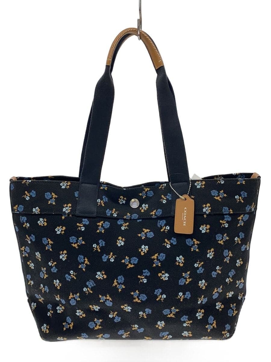 COACH Tote Bag Canvas BLK Floral Pattern F25903