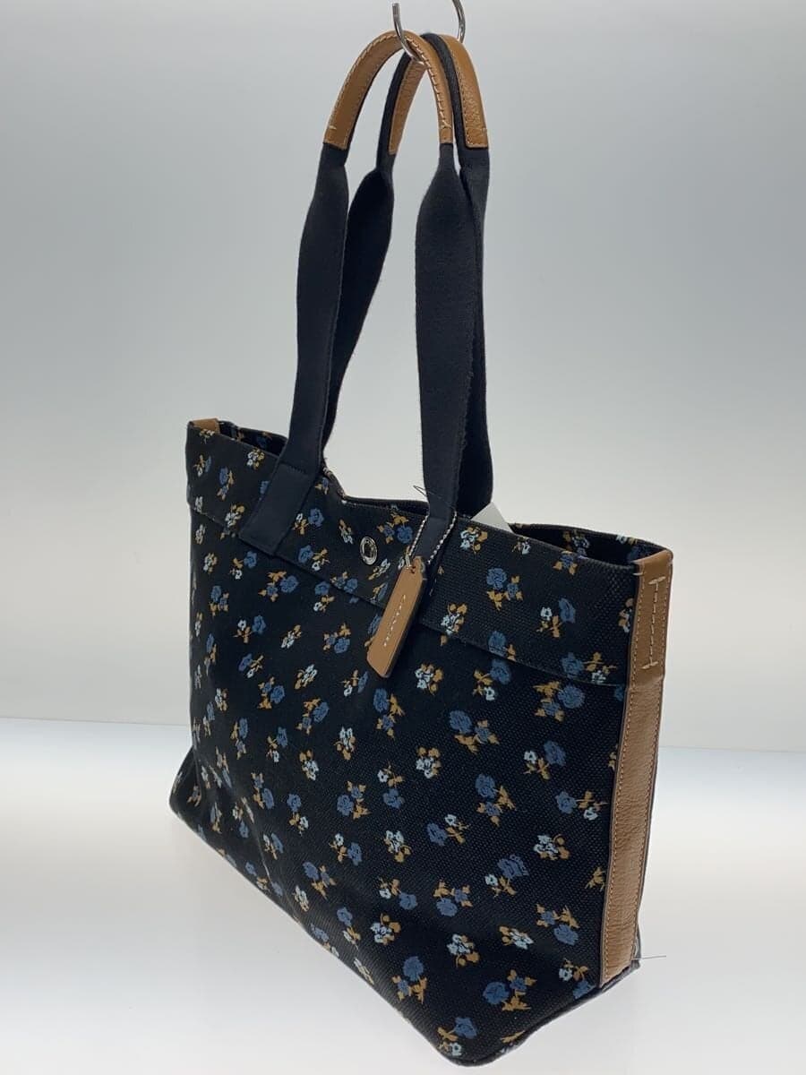 COACH Tote Bag Canvas BLK Floral Pattern F25903 2