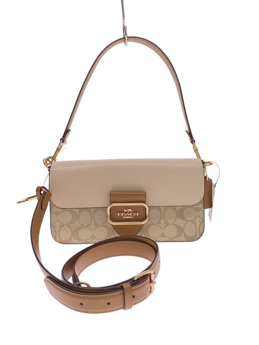COACH Shoulder Bag Leather BEG All Over Pattern CR332