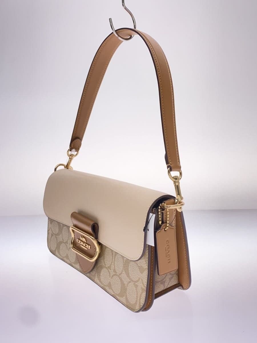 COACH Shoulder Bag Leather BEG All Over Pattern CR332 2