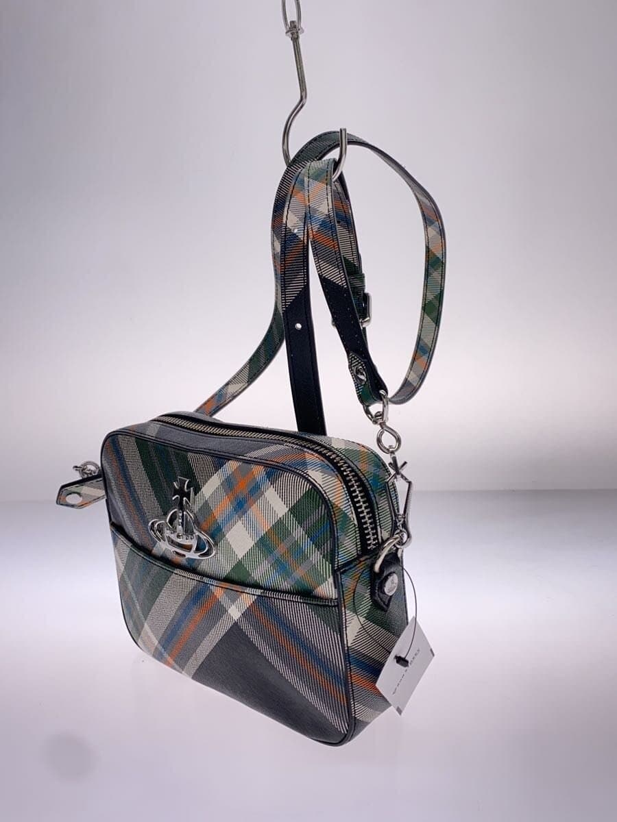 Vivienne Westwood Shoulder Bag Leather Multicolor Check Inside Partial With Stain 2