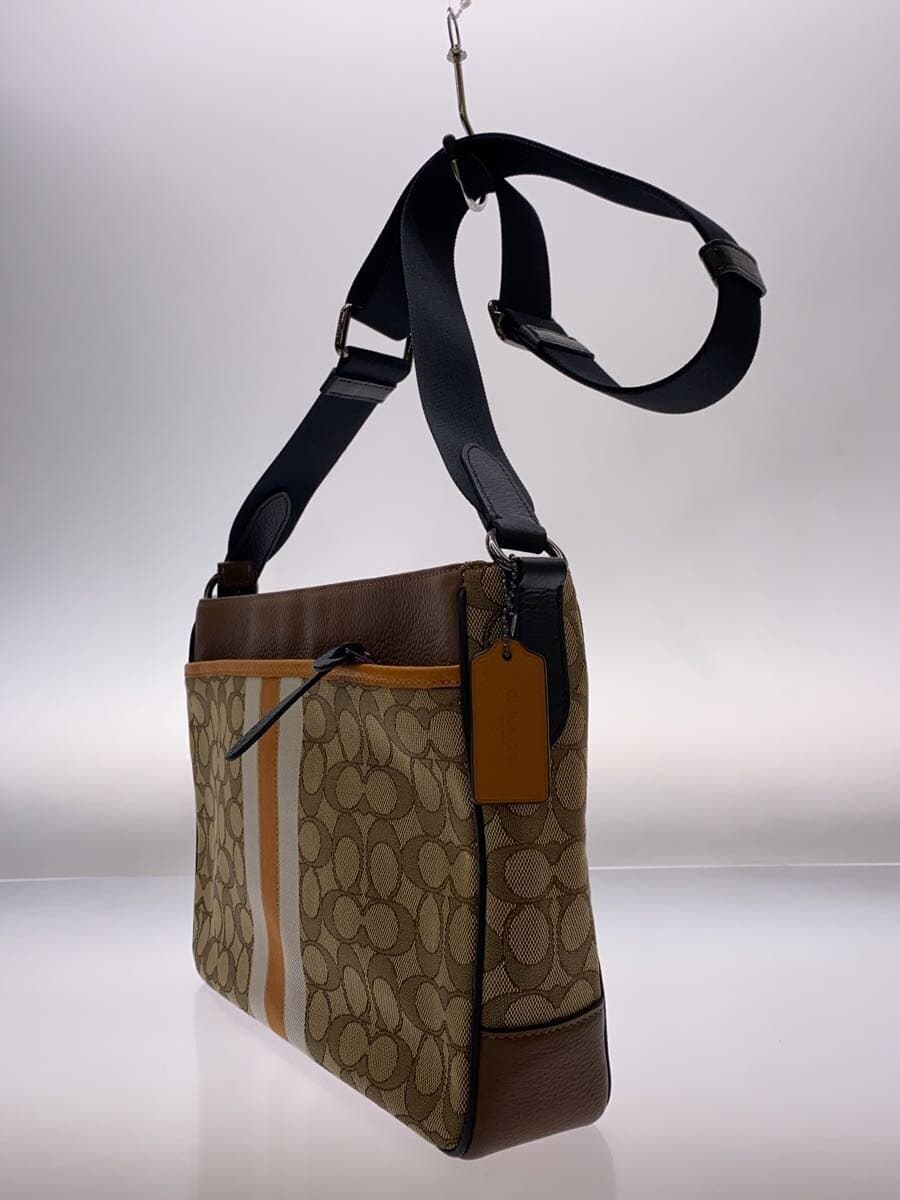 COACH Signature Leather Compi Shoulder Bag Canvas BEG All Over Pattern C5291 2