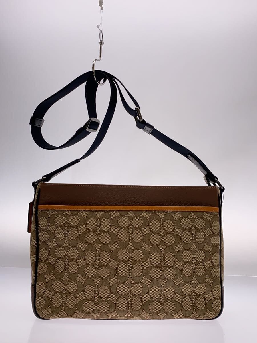 COACH Signature Leather Compi Shoulder Bag Canvas BEG All Over Pattern C5291 3