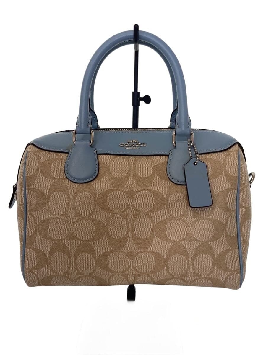COACH Shoulder Bag Leather Blue All-over Pattern F32203