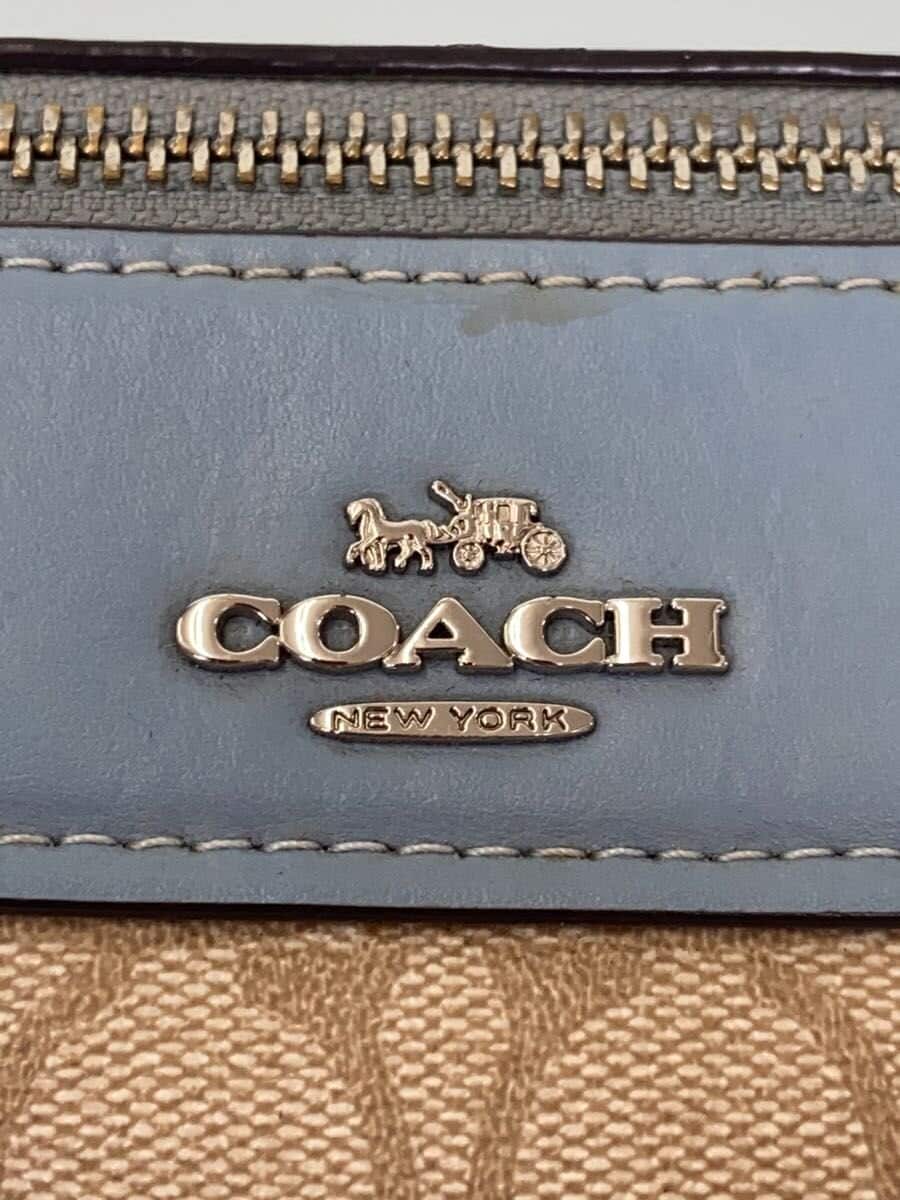 COACH Shoulder Bag Leather Blue All-over Pattern F32203 5