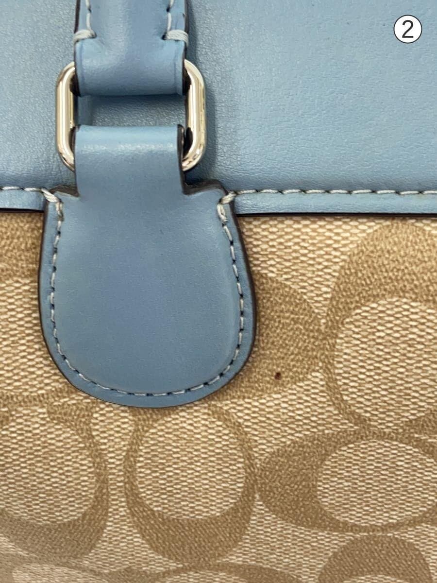 COACH Shoulder Bag Leather Blue All-over Pattern F32203 9