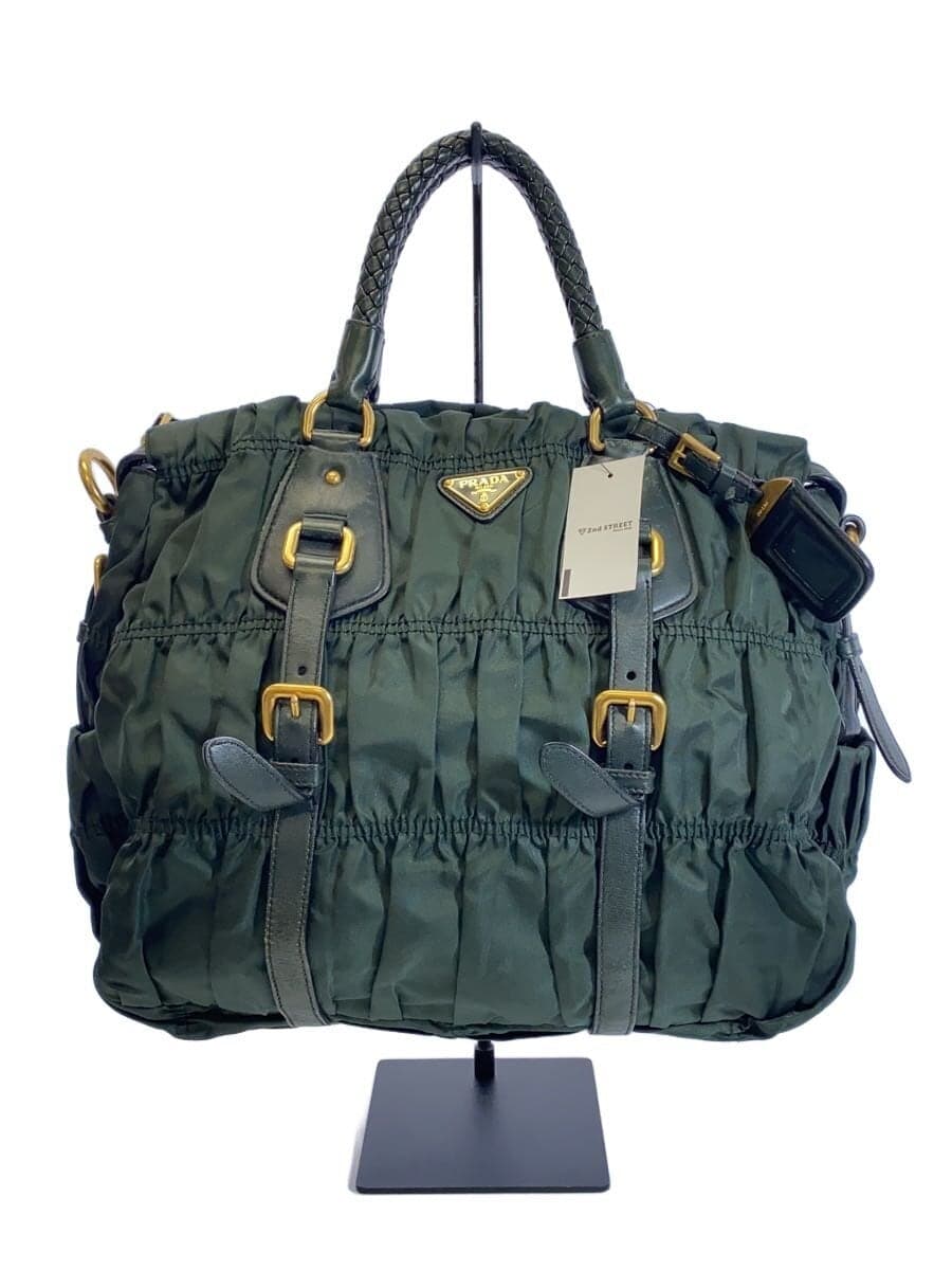 PRADA Gather 2WAY Handbag Nylon GRN