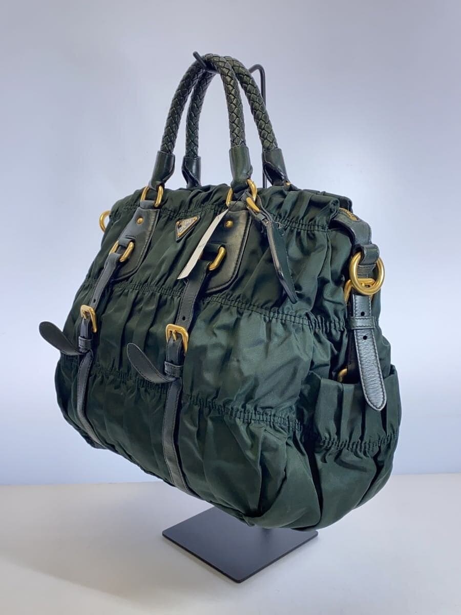 PRADA Gather 2WAY Handbag Nylon GRN 2