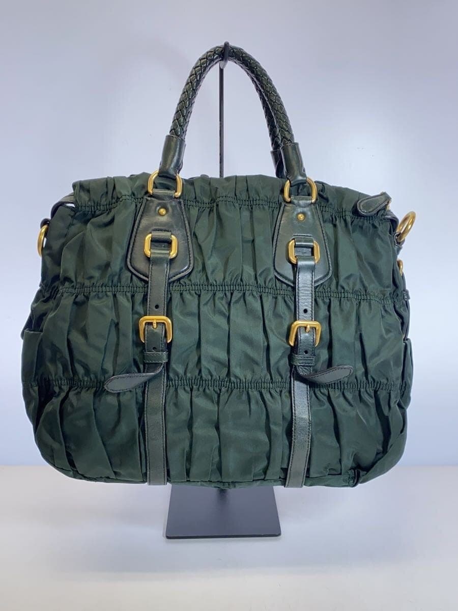 PRADA Gather 2WAY Handbag Nylon GRN 3