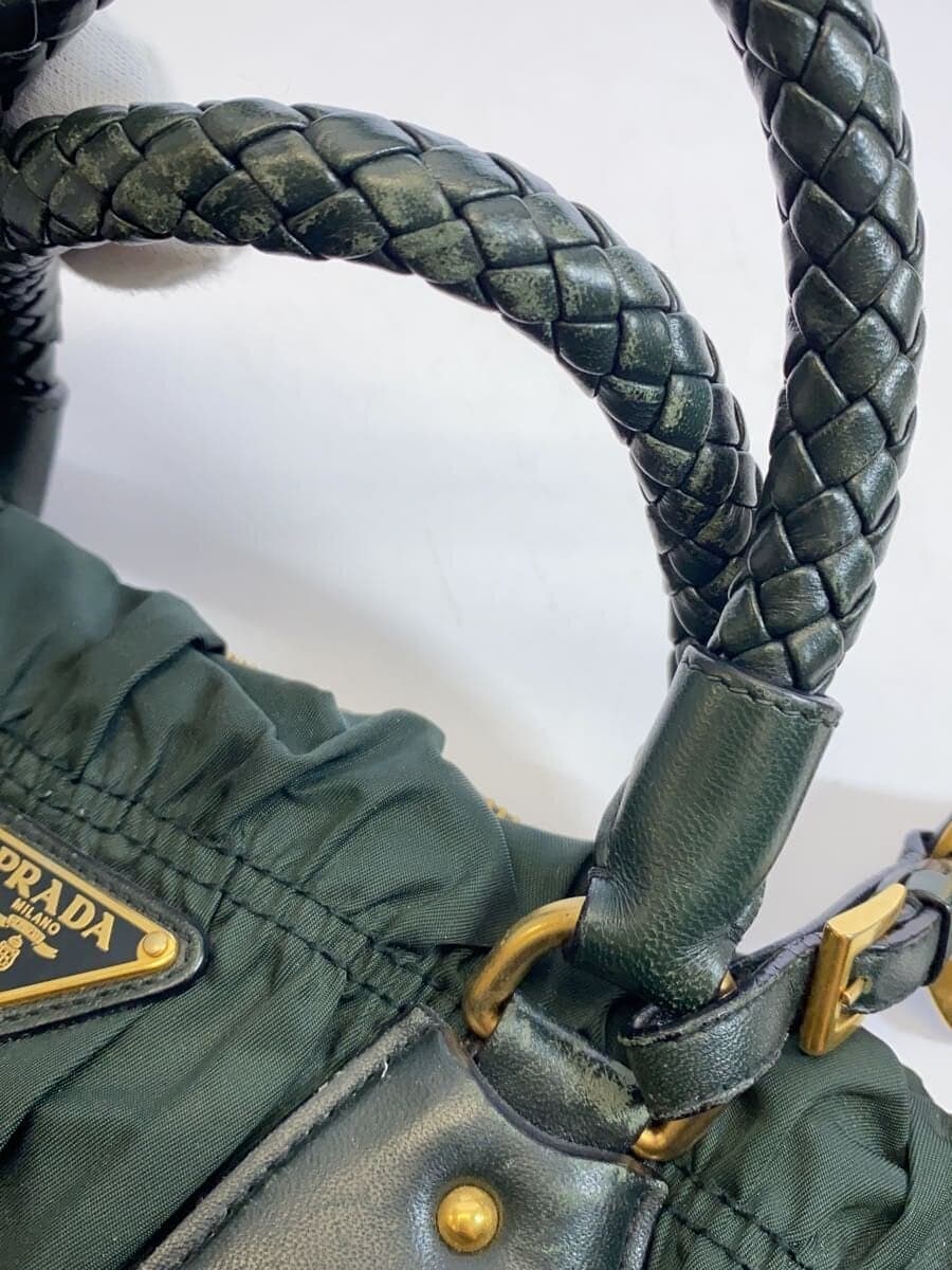 PRADA Gather 2WAY Handbag Nylon GRN 7
