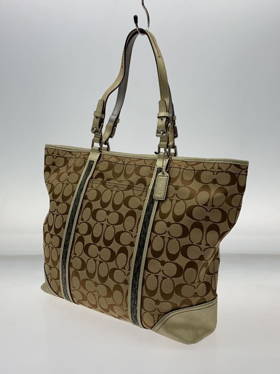 COACH Beads Signature Tote Tote Bag Canvas CML 8K53 2