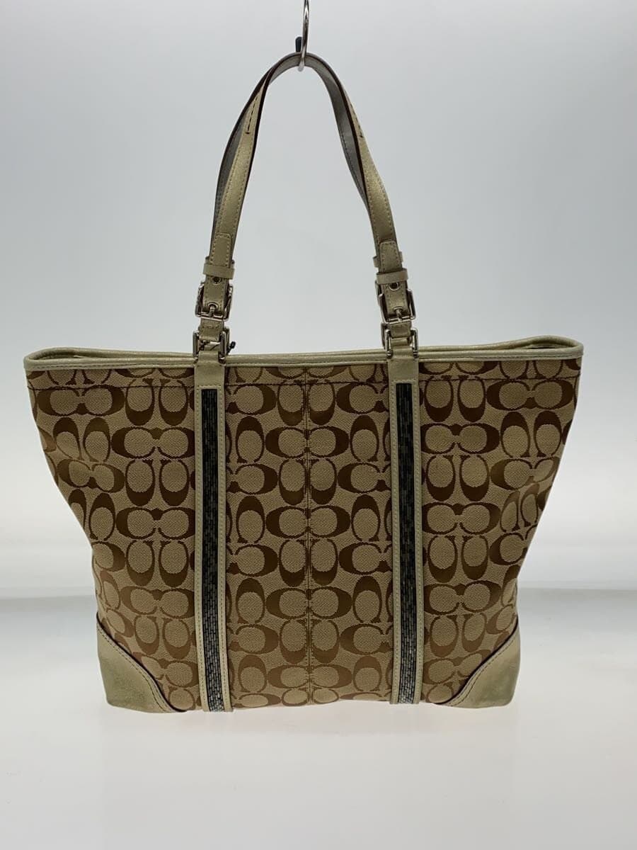 COACH Beads Signature Tote Tote Bag Canvas CML 8K53 3