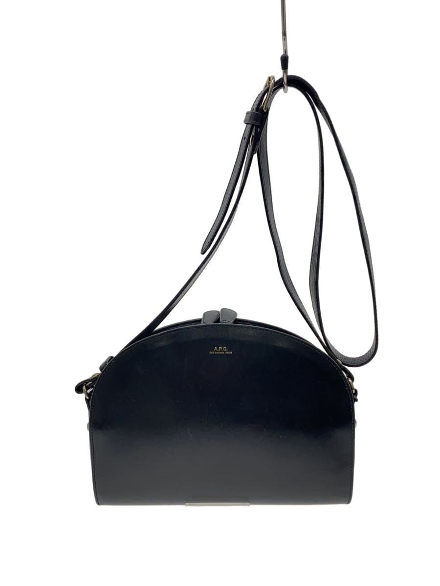 A.P.C. Shoulder Bag Half Moon Leather BLK Inside With Stain