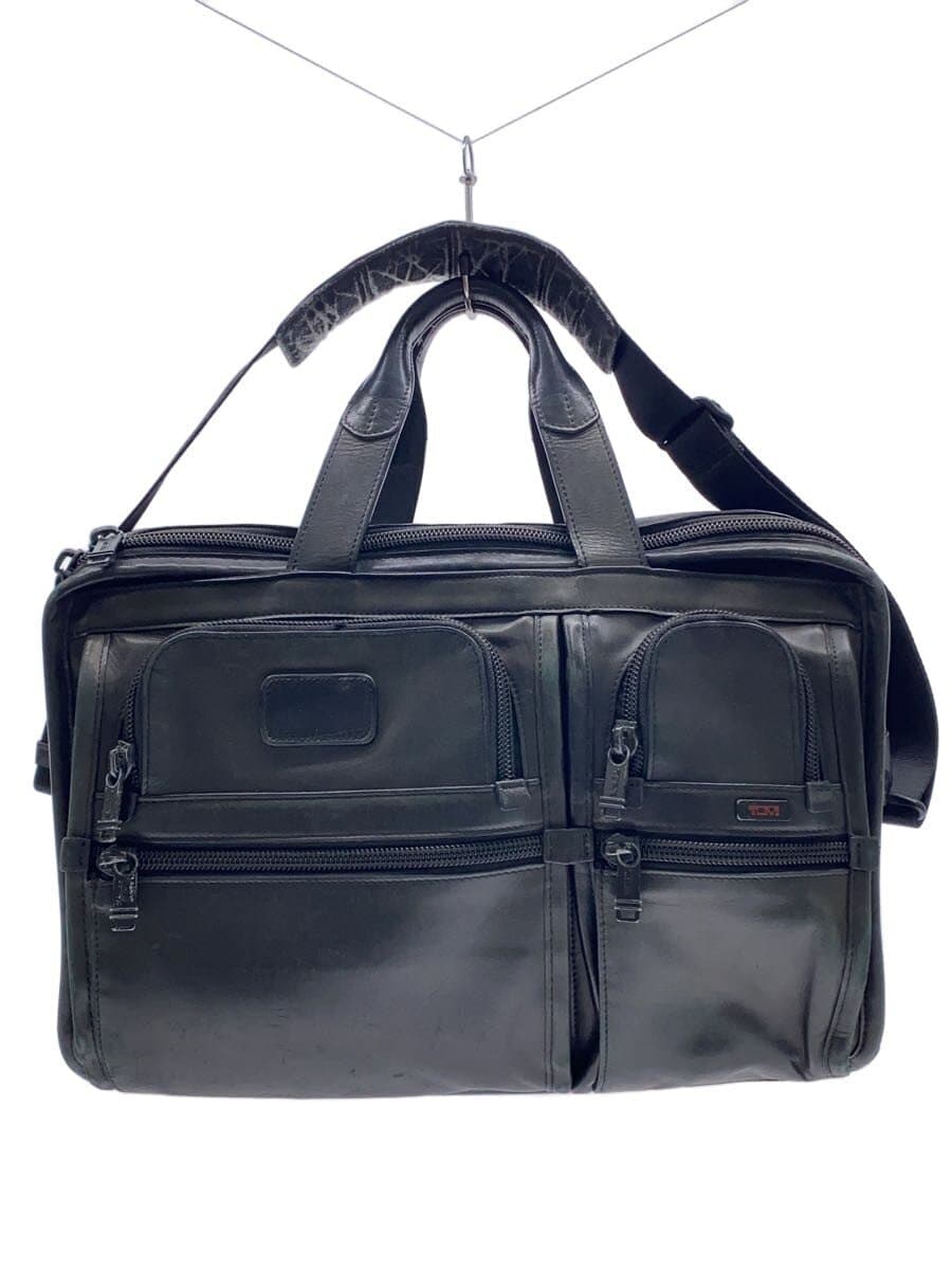TUMI shoulder bag leather black plain
