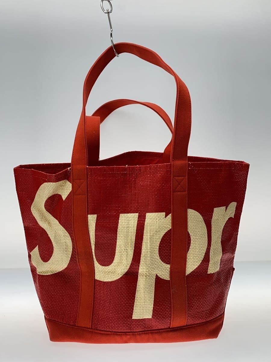 Supreme Bag RED Solid Raffia Tote 3