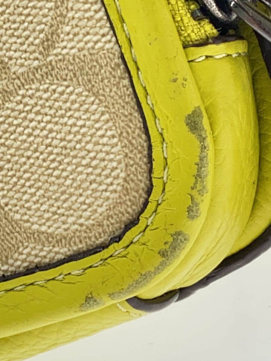 COACH shoulder bag leather YLW all-over pattern 7