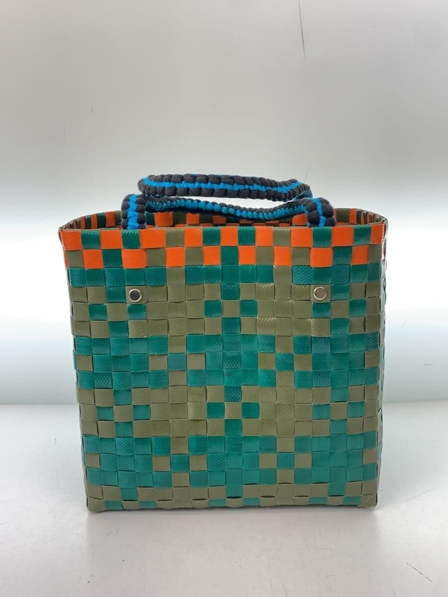 MARNI Basket Bag PVC GRN Jersey Handle Mini Basket 3