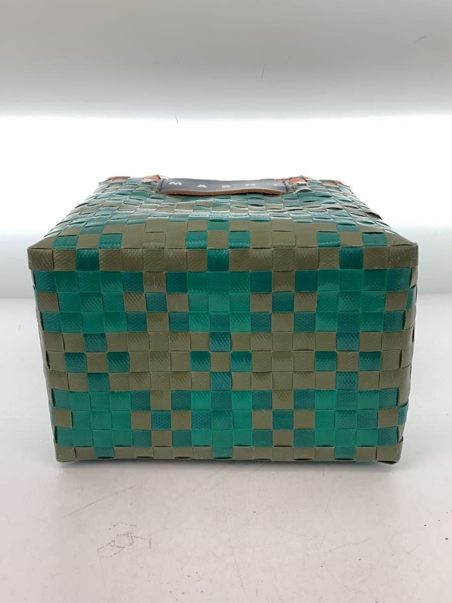 MARNI Basket Bag PVC GRN Jersey Handle Mini Basket 4