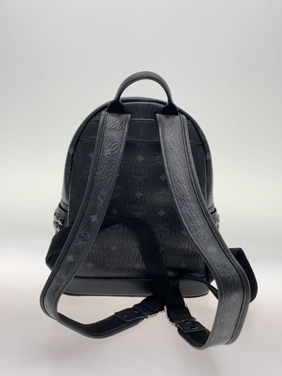 MCM Side Studs Backpack PVC Black Monogram 3