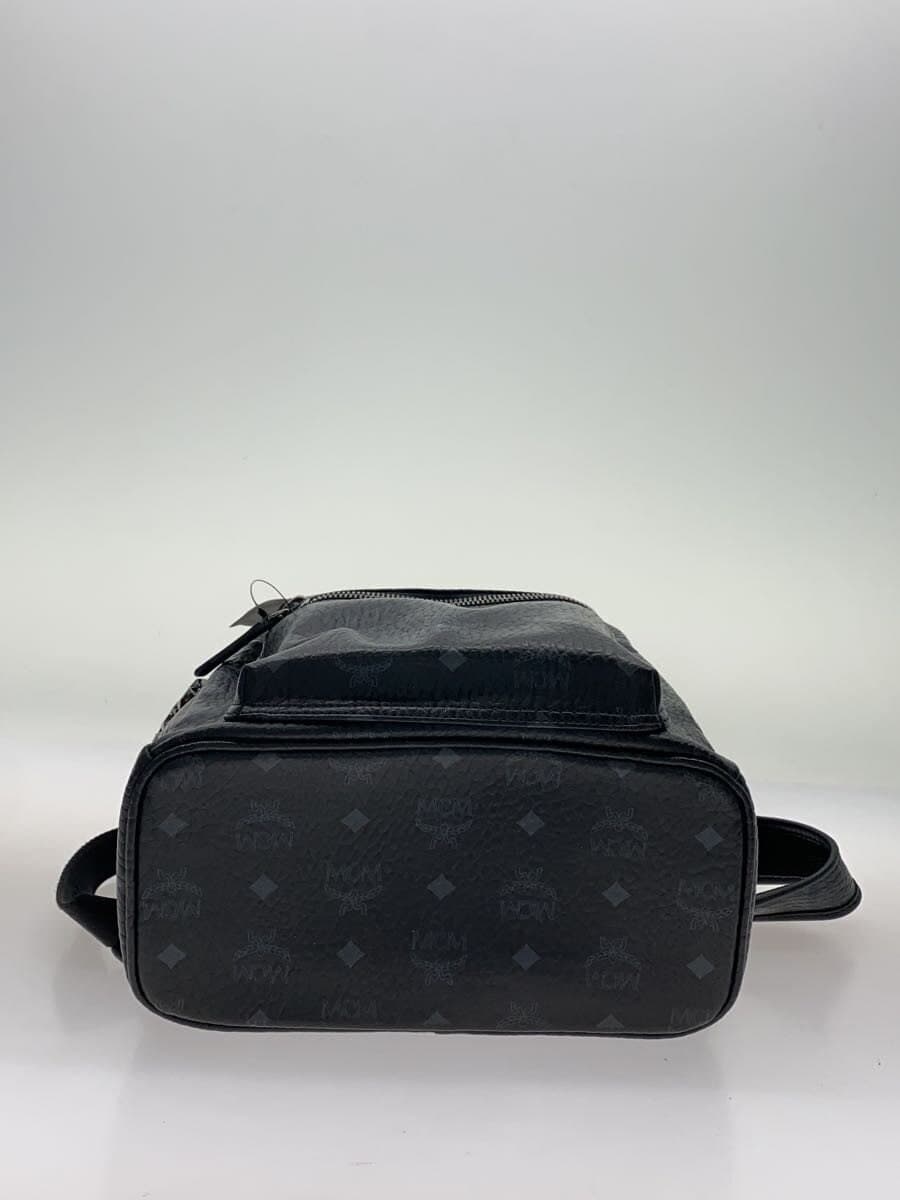 MCM Side Studs Backpack PVC Black Monogram 4