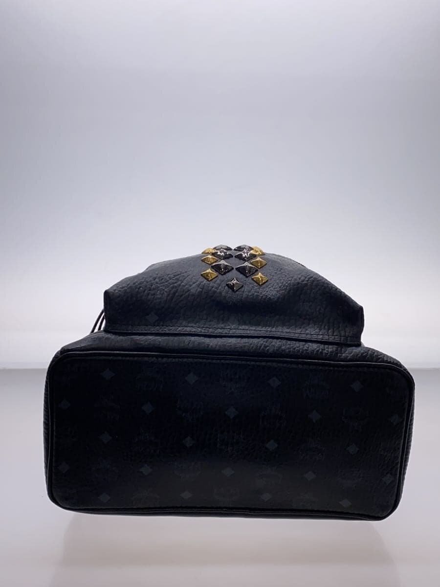 MCM Studs Backpack Leather BLK Monogram 4