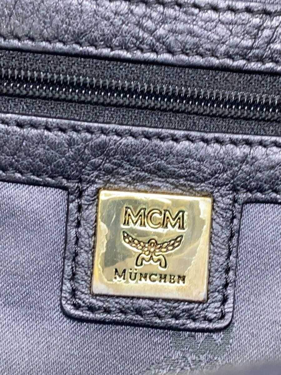 MCM Studs Backpack Leather BLK Monogram 5