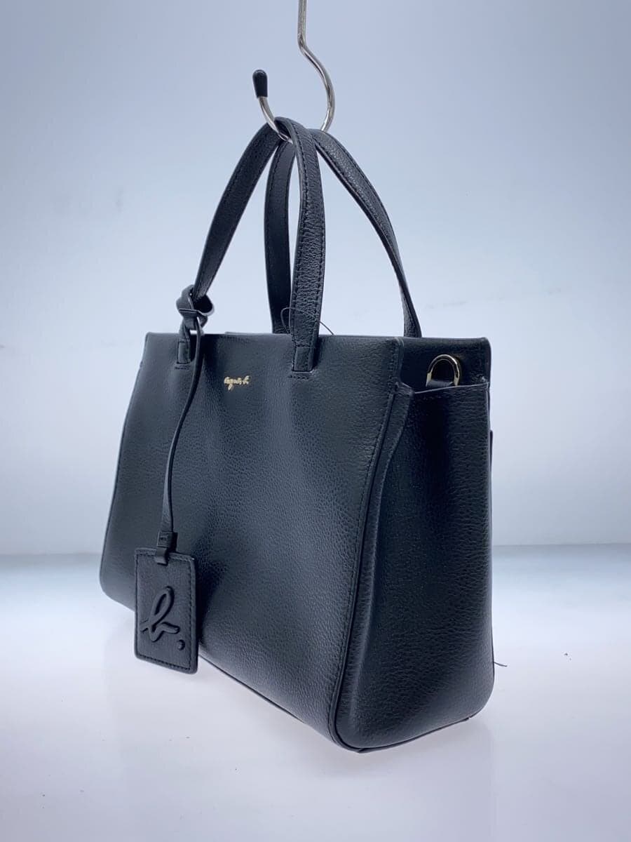 agnes b. handbag leather black plain IS11-06 2