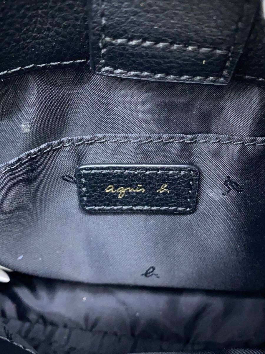 agnes b. handbag leather black plain IS11-06 5