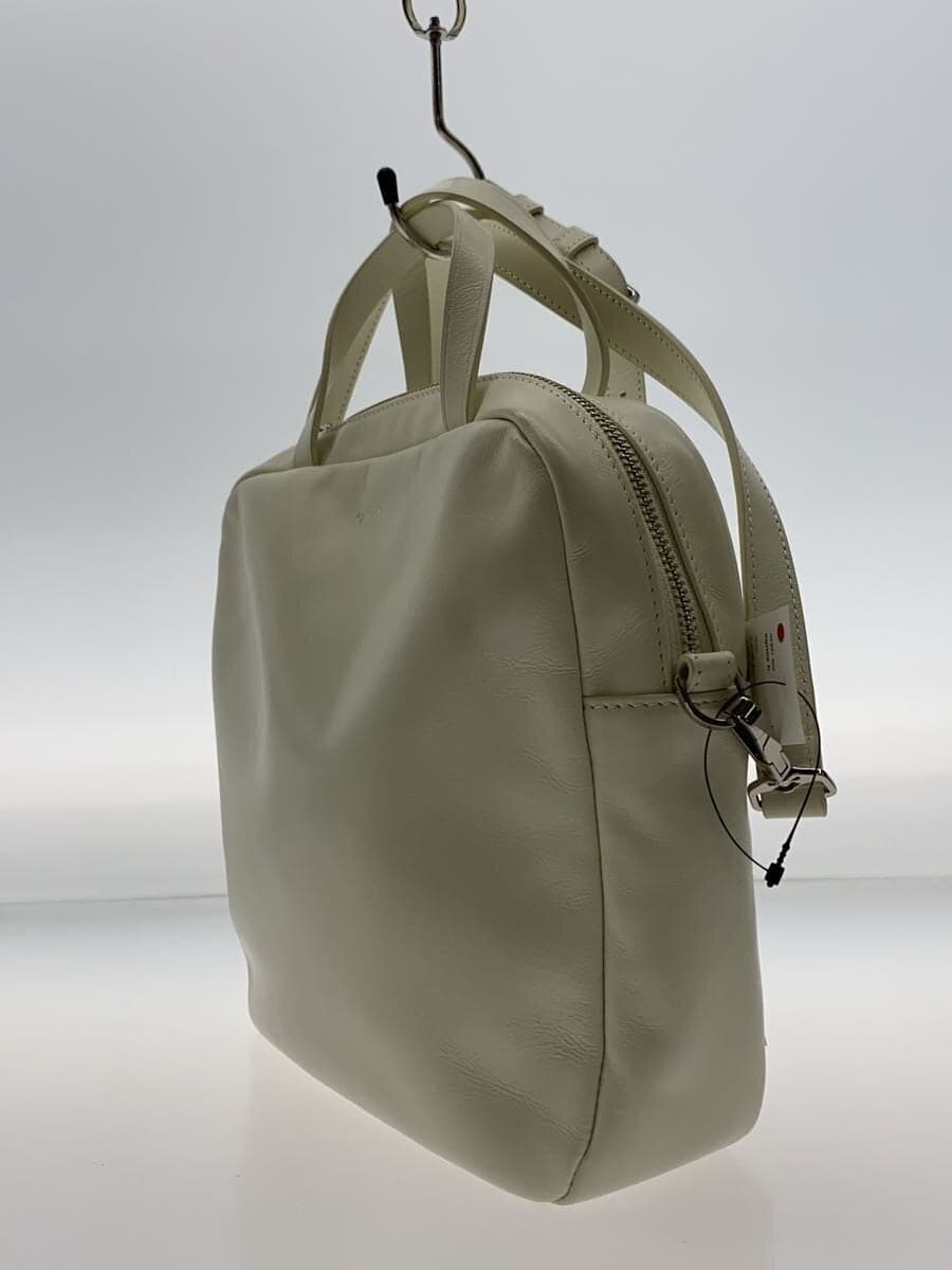 agnes b. 2-Way Shoulder Bag Cowhide White Solid Color SAS21-02 2