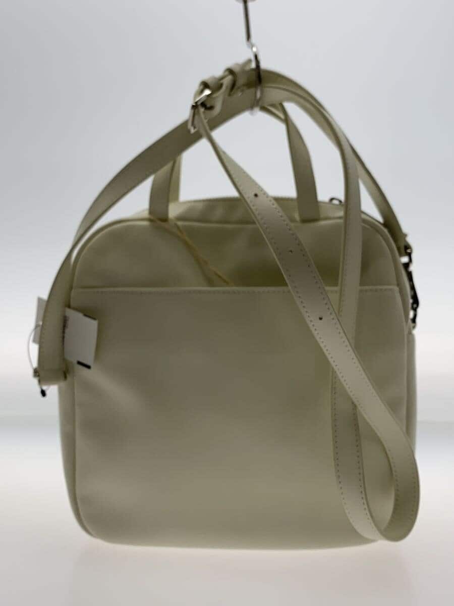 agnes b. 2-Way Shoulder Bag Cowhide White Solid Color SAS21-02 3