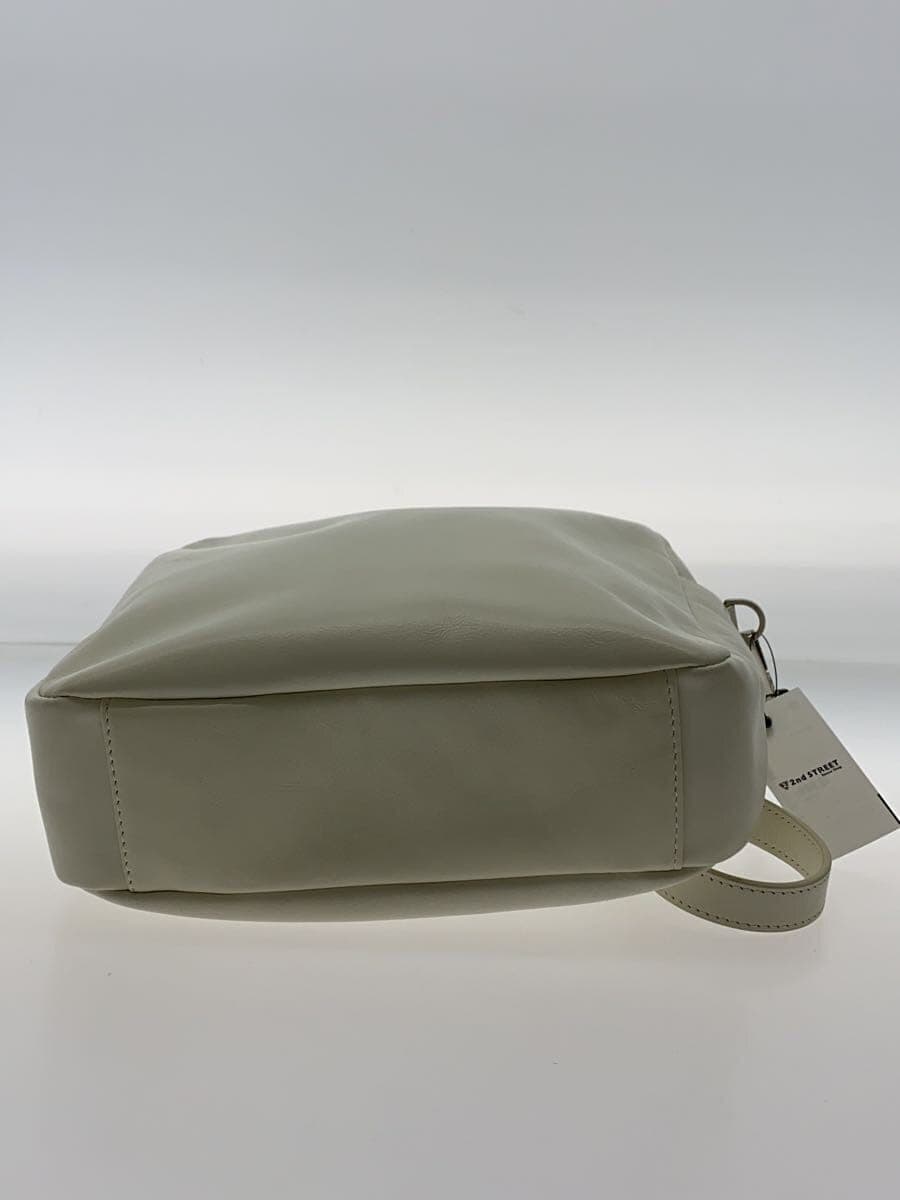 agnes b. 2-Way Shoulder Bag Cowhide White Solid Color SAS21-02 4