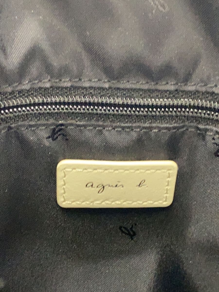 agnes b. 2-Way Shoulder Bag Cowhide White Solid Color SAS21-02 5