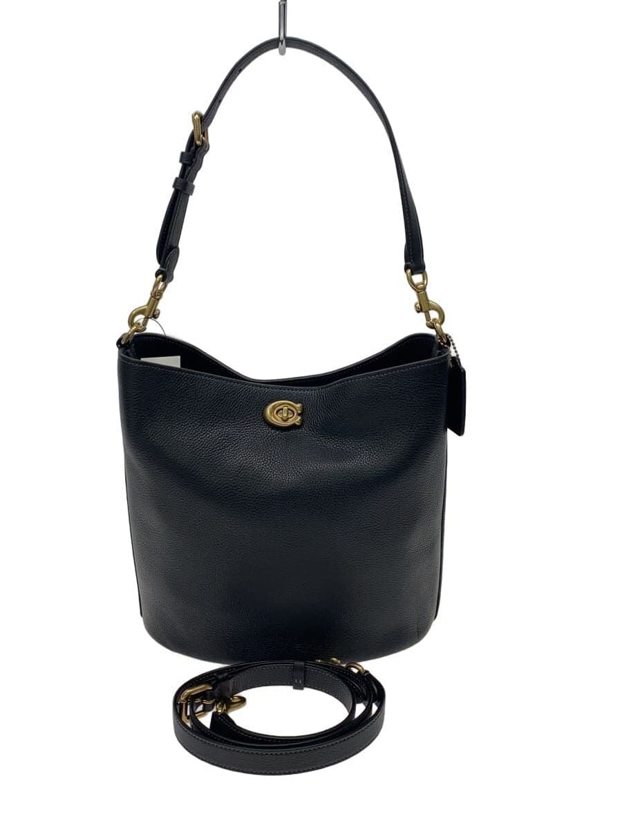 COACH Shoulder Bag Leather Black CW624