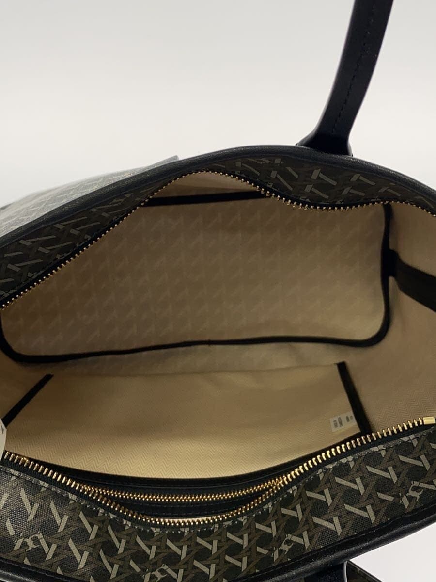 TORY BURCH Tote Bag Faux Leather BLK All-over Pattern 147748 6