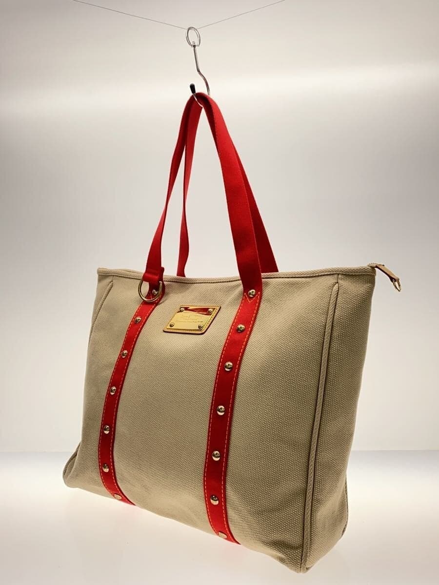 LOUIS VUITTON Cabas MM_ Antigua Canvas RED M40035 2