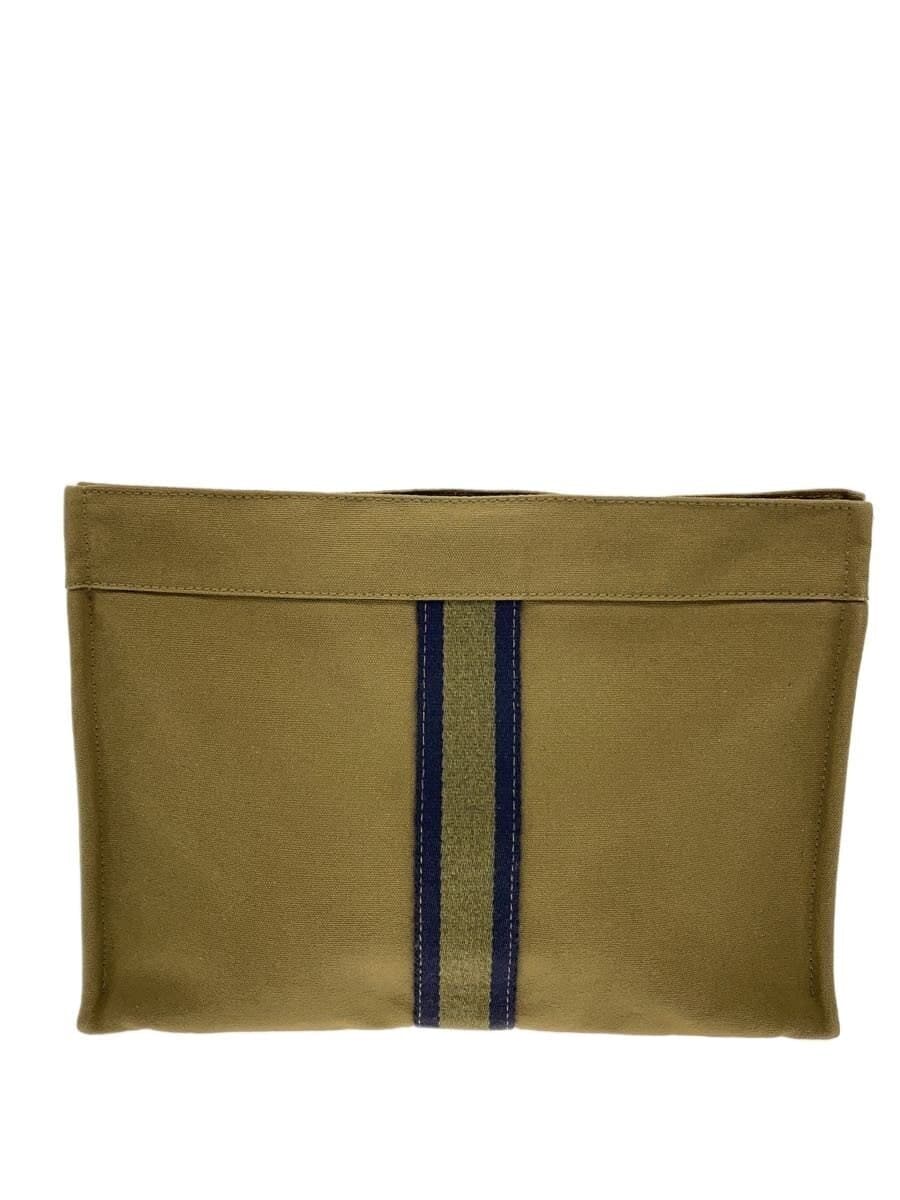HERMES clutch bag canvas KHK solid color