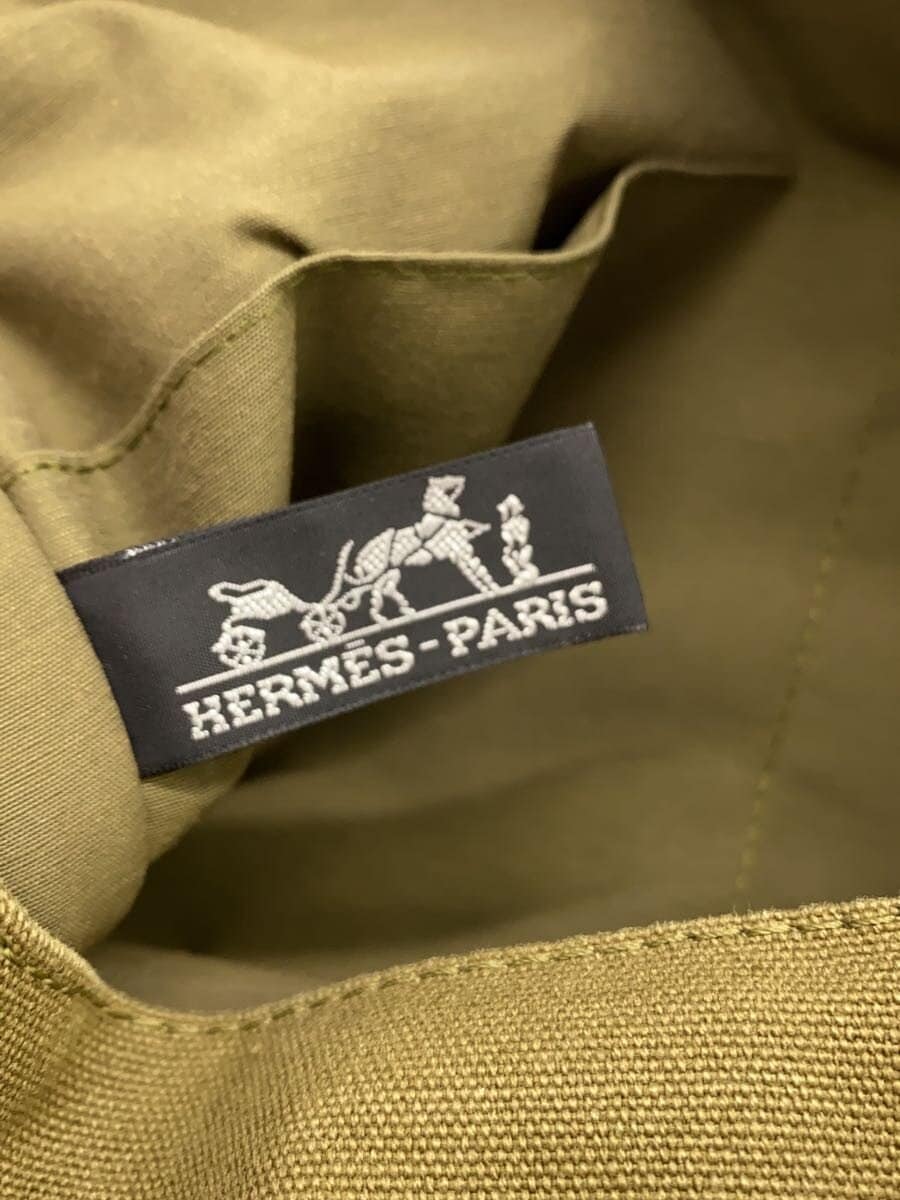 HERMES clutch bag canvas KHK solid color 5