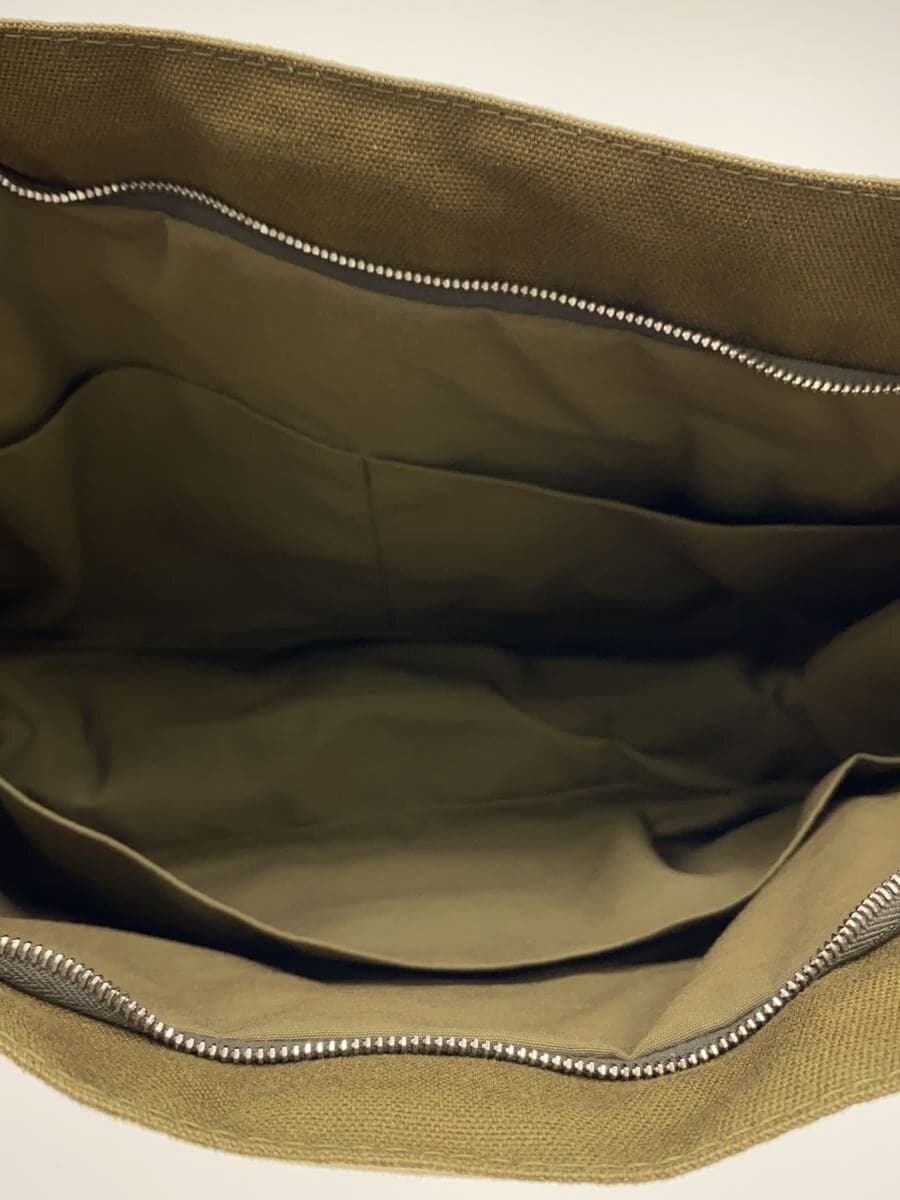 HERMES clutch bag canvas KHK solid color 6