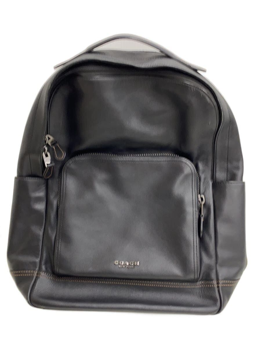 COACH Backpack Leather Black Solid Color F37599
