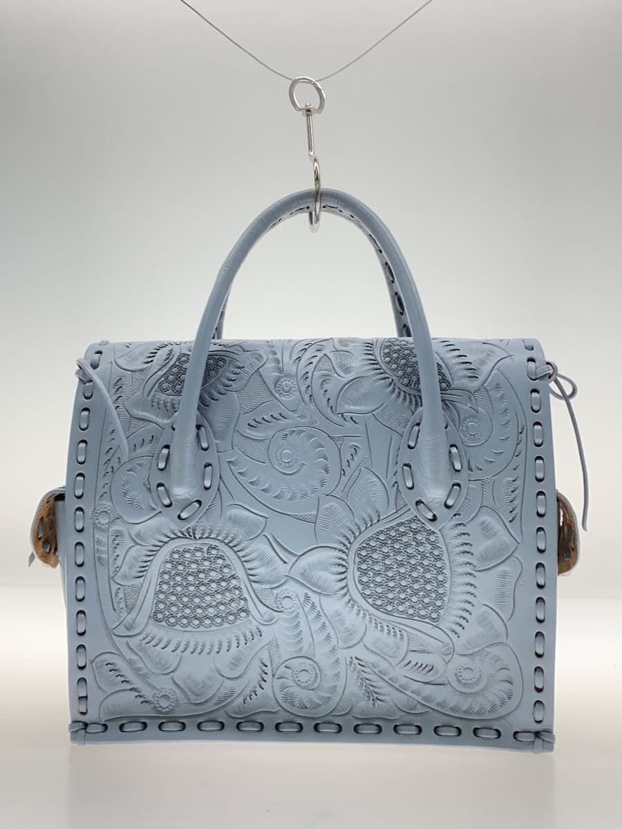 Other Brands: Maestra S Handbag Cowhide BLU Floral Print 20SS Maestra S Carved 3