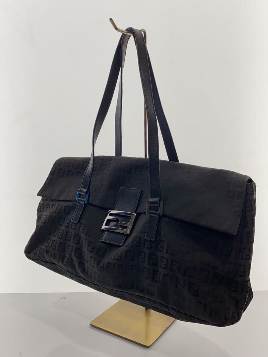 FENDI Zucca Flap Shoulder Bag Cotton BLK All Over Pattern 2