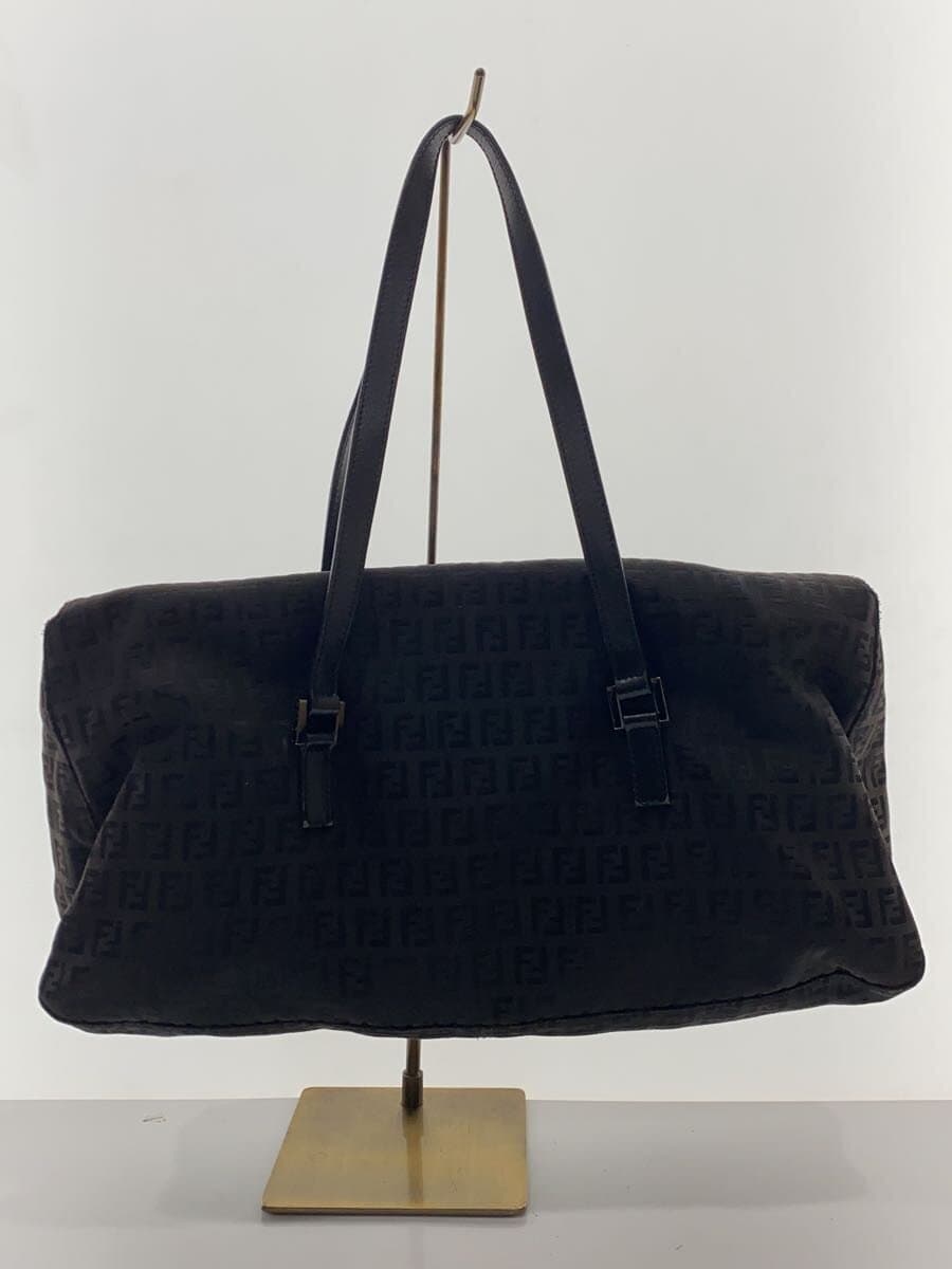 FENDI Zucca Flap Shoulder Bag Cotton BLK All Over Pattern 3